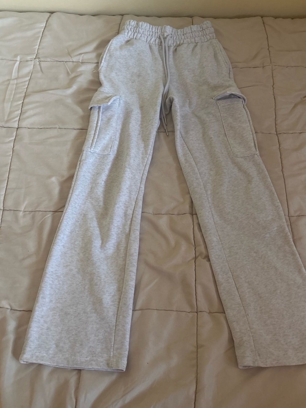 Light Gray Cargo Track Pants - Women
